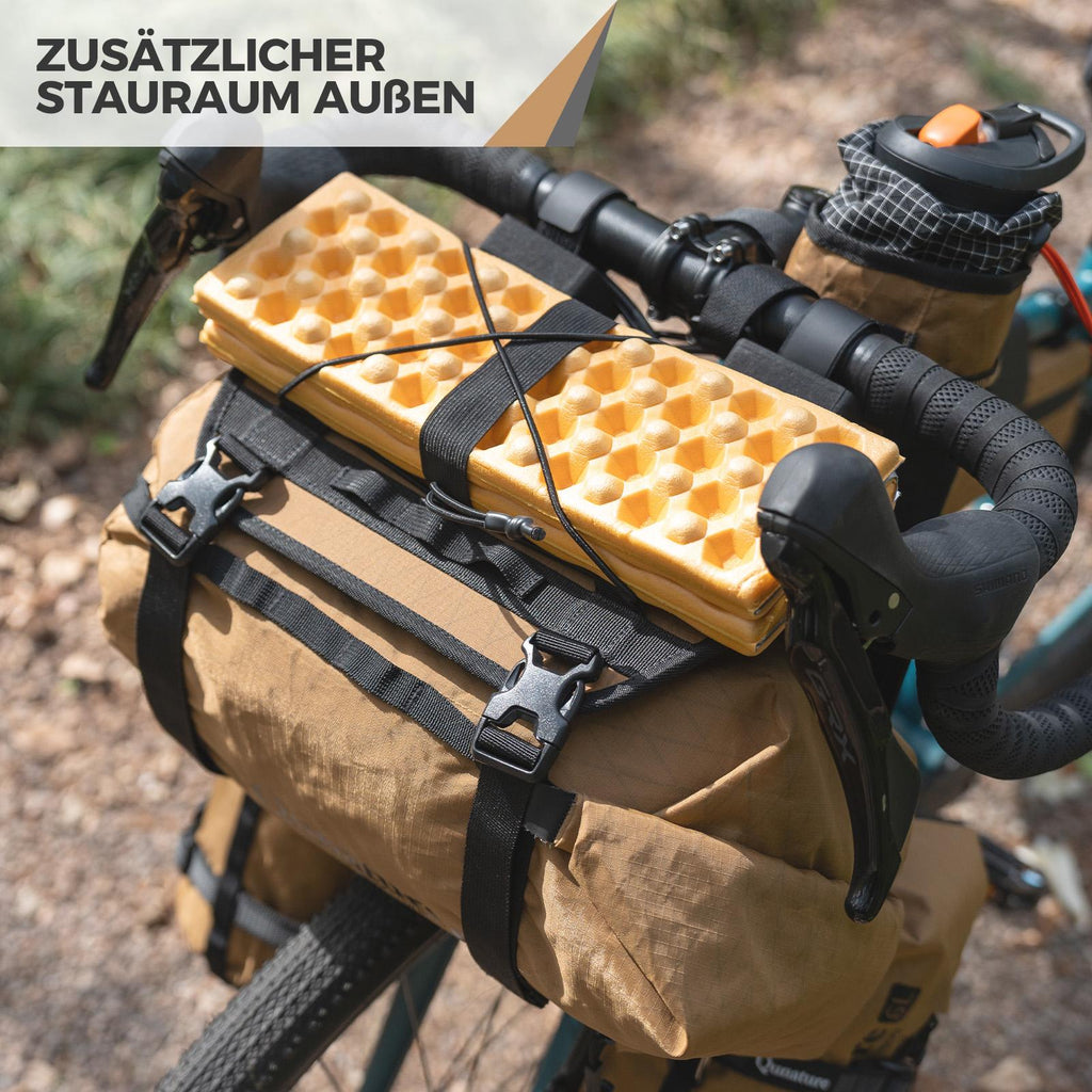 ROCKBROS soporte de manillar para bolsas delantera, fijación robusta, hasta 12 litros y 54 cm de an., universalmente compatible, estable y a prueba de arañazos, para bicicletas de carretera, gravel y montaña