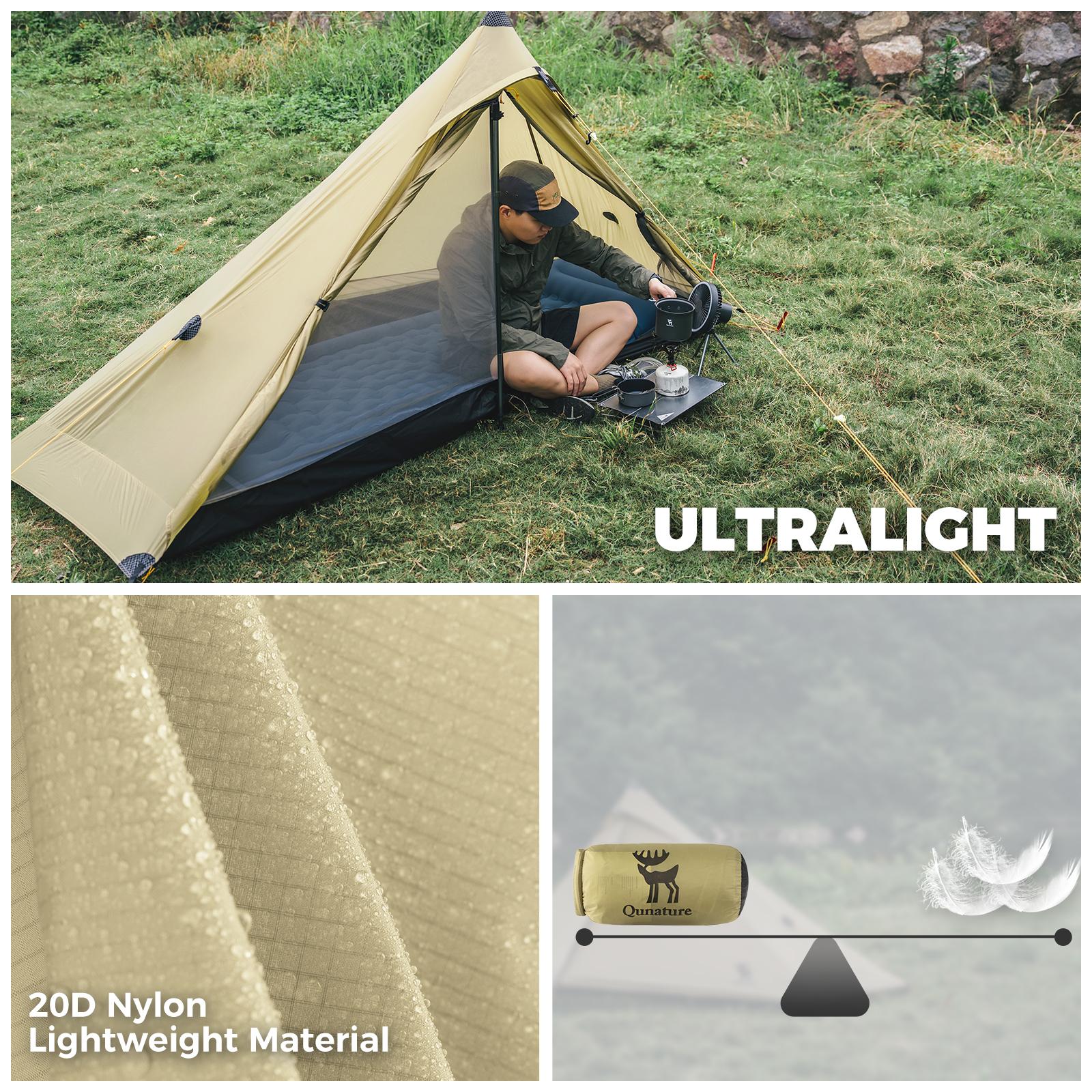 ROCKBROS tienda de campaña para exterior, impermeable, 20D, recubierta de silicona, sin estacas, con estructura de malla y diseño resistente a las roturas, para trekking y motocicleta