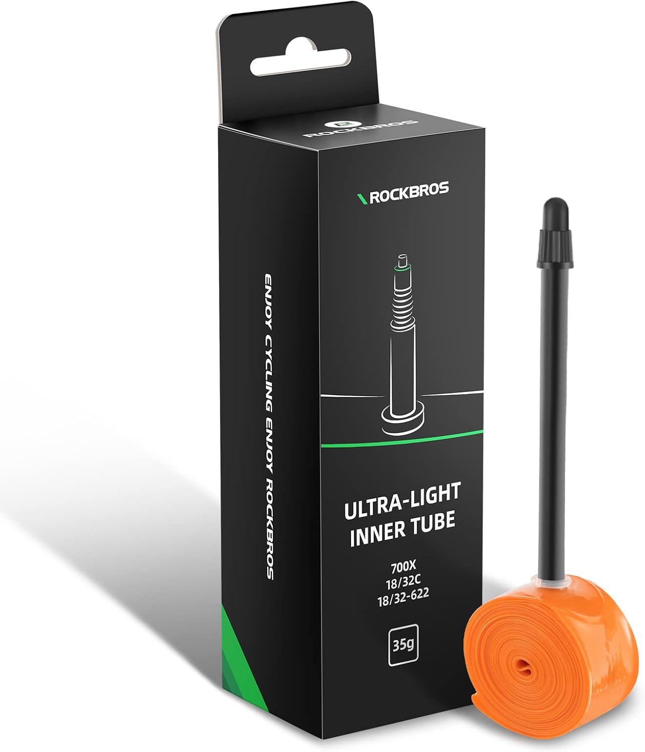 ROCKBROS Tubo de bicicleta 700C 35 g TPU para bicicleta de carretera con válvula Presta 65 mm/85 mm, compatible con 700 x 18/23/25/28/30/32 C