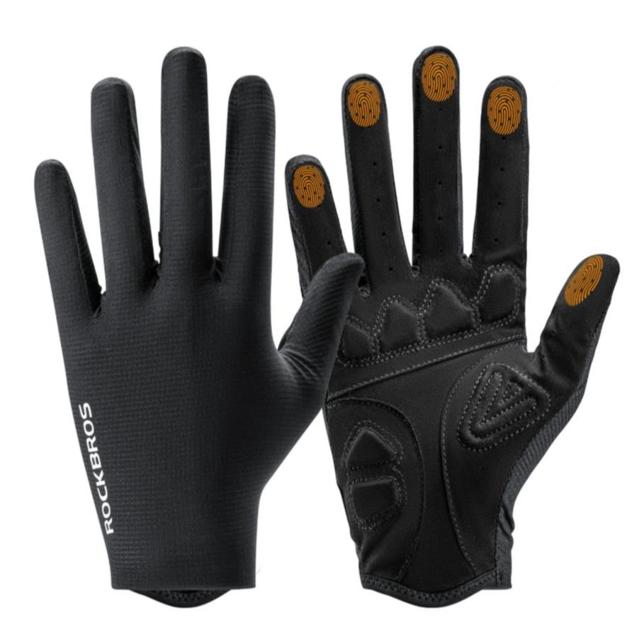 ROCKBROS Guantes de bicicleta para hombre y mujer, guantes MTB con pantalla táctil en todos los dedos, absorbentes de impactos, antideslizantes y transpirables para ciclismo y actividades al aire libre, amortiguación SBR, compatibilidad total con pantalla