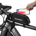 ROCKBROS Bolsa de Bicicleta Impermeable Manillar Superior Bolsa de Bicicleta Negro 1L con 3 Cierres de Velcro Ajustables y Elemento Reflectante 210D Poliéster para Bicicleta