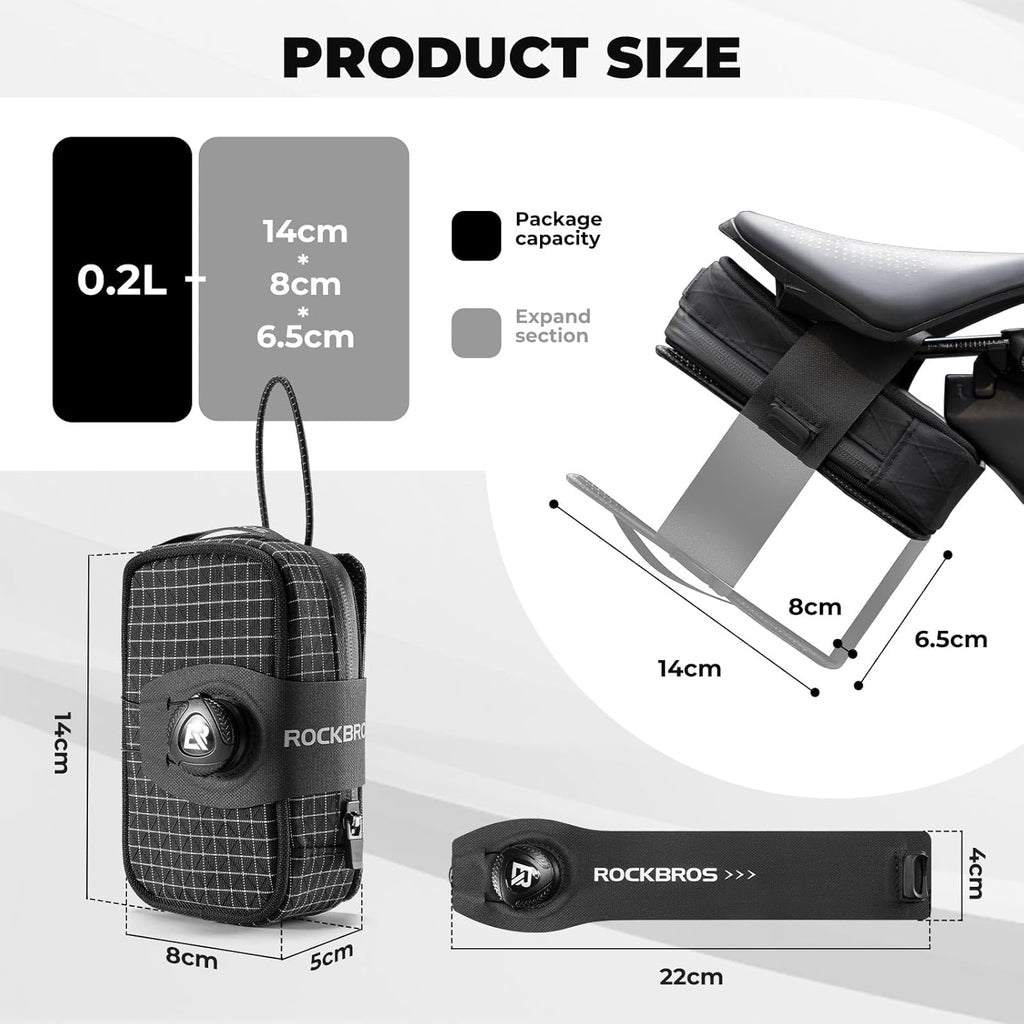 Bolsa de sillín para bicicleta, bolsa de sillín con sistema de cierre giratorio