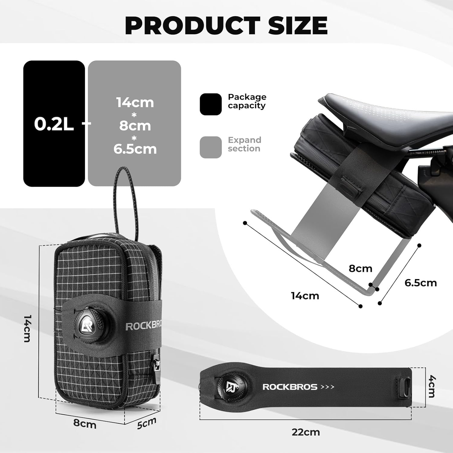 Bolsa de sillín para bicicleta, bolsa de sillín con sistema de cierre giratorio