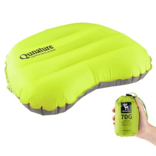 ROCKBROS Qunature cojín de camping ultraligero y inflable 70G 20D nylon Ripstop para senderismo y escalada al aire libre soporte ergonómico para la nuca núcleo de aire estable