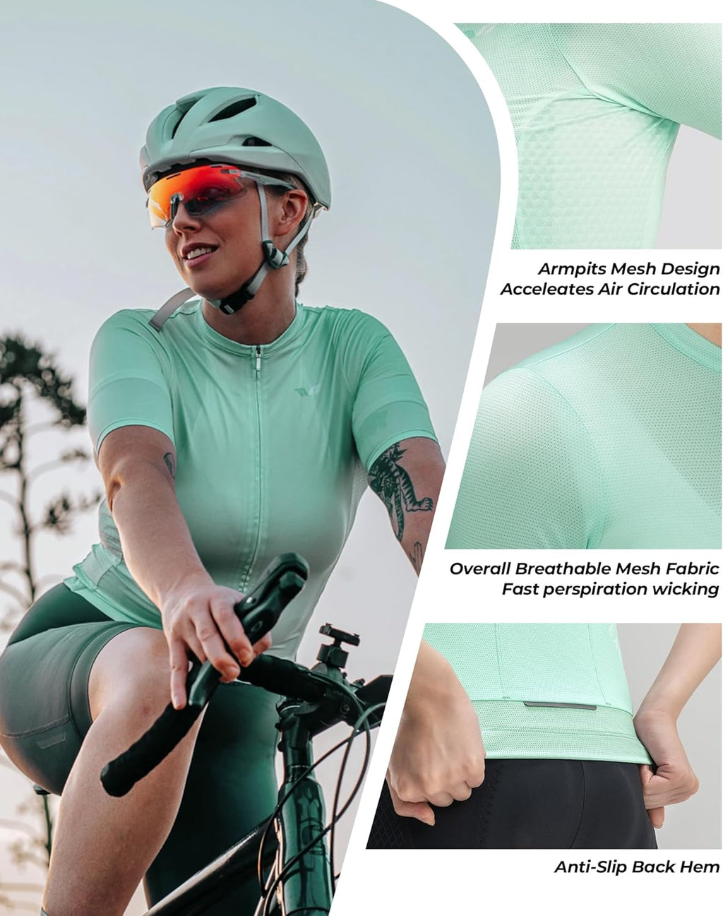 ROCKBROS TVI Camiseta Ciclismo Mujer Manga Corta, Ropa Ciclismo Maillot Ciclismo Manga Corta Bicicleta Short Sleeve Transpirable Camisetas Deportivas Ciclismo Mujer MTB Verano