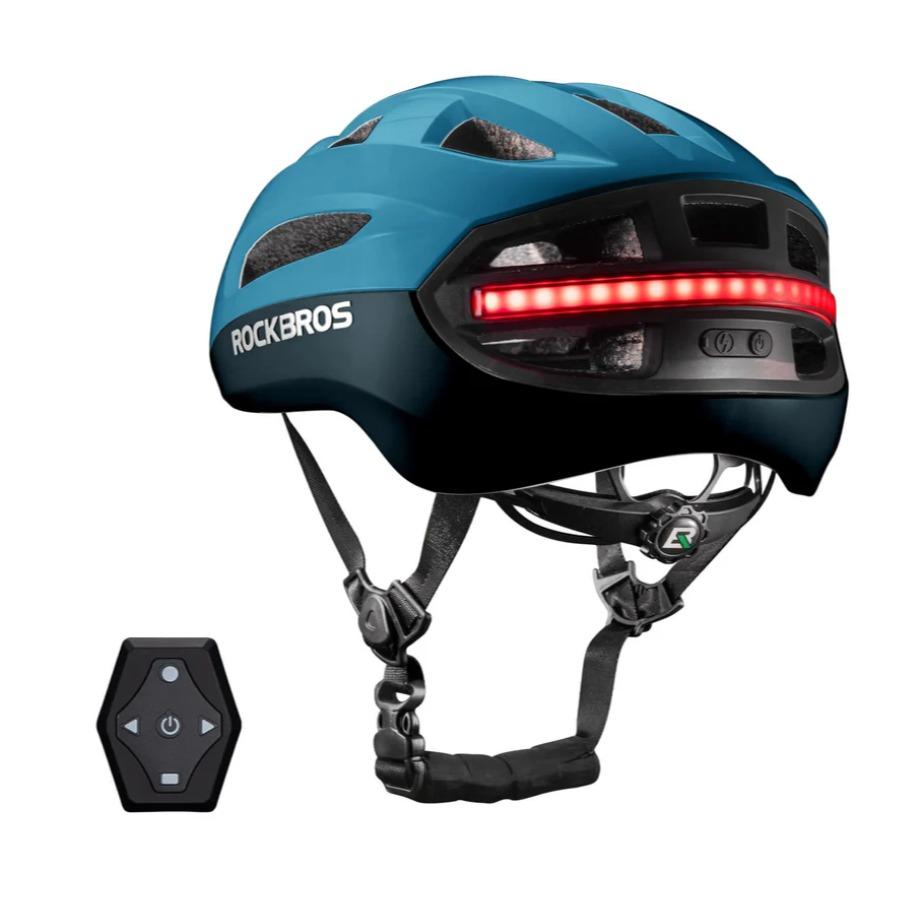 Casco de bicicleta ROCKBROS con luz trasera LED y control remoto – casco para MTB, bicicleta de carretera y e‑bike para mujeres y hombres, casco de seguridad