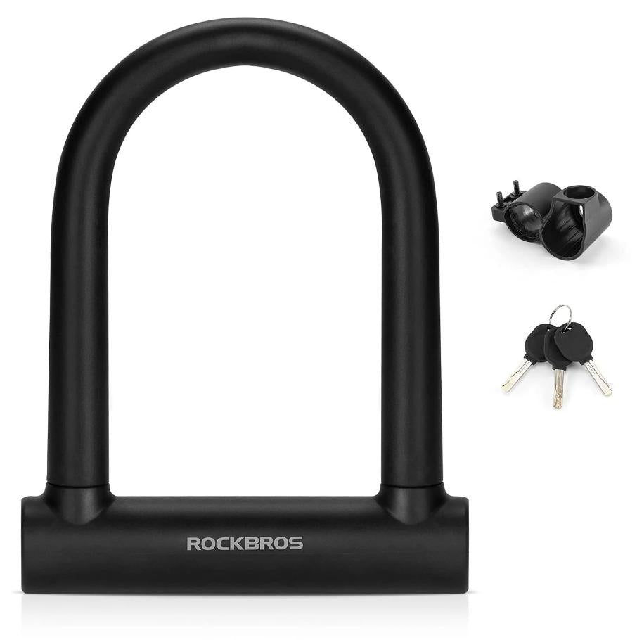 ROCKBROS #Ebike candado de manillar de alta seguridad, 22 mm de diámetro, de acero aleado, con 3 llaves y funda de silicona, resistente a los robos, para bicicleta, motocicleta y MTB, tu actualización de seguridad