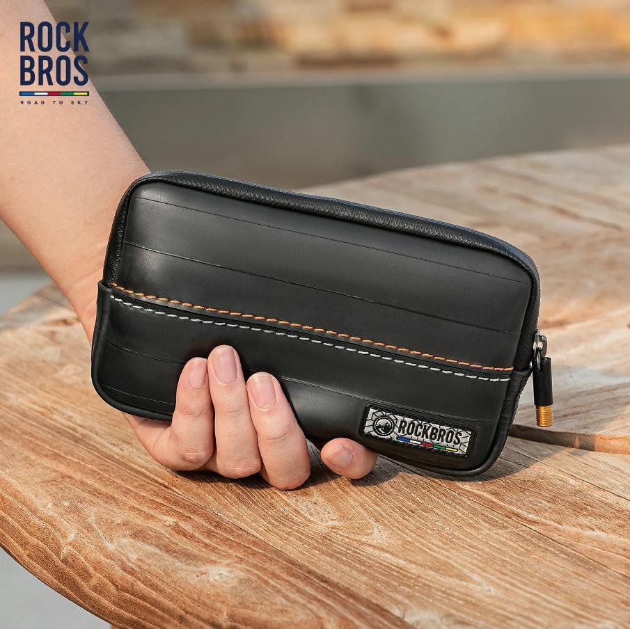 ROCKBROS Bolsos sostenibles de reciclaje de neumáticos 0,4L compactos ligeros portátiles con varios compartimentos para excursiones en bicicleta y desplazamientos bag
