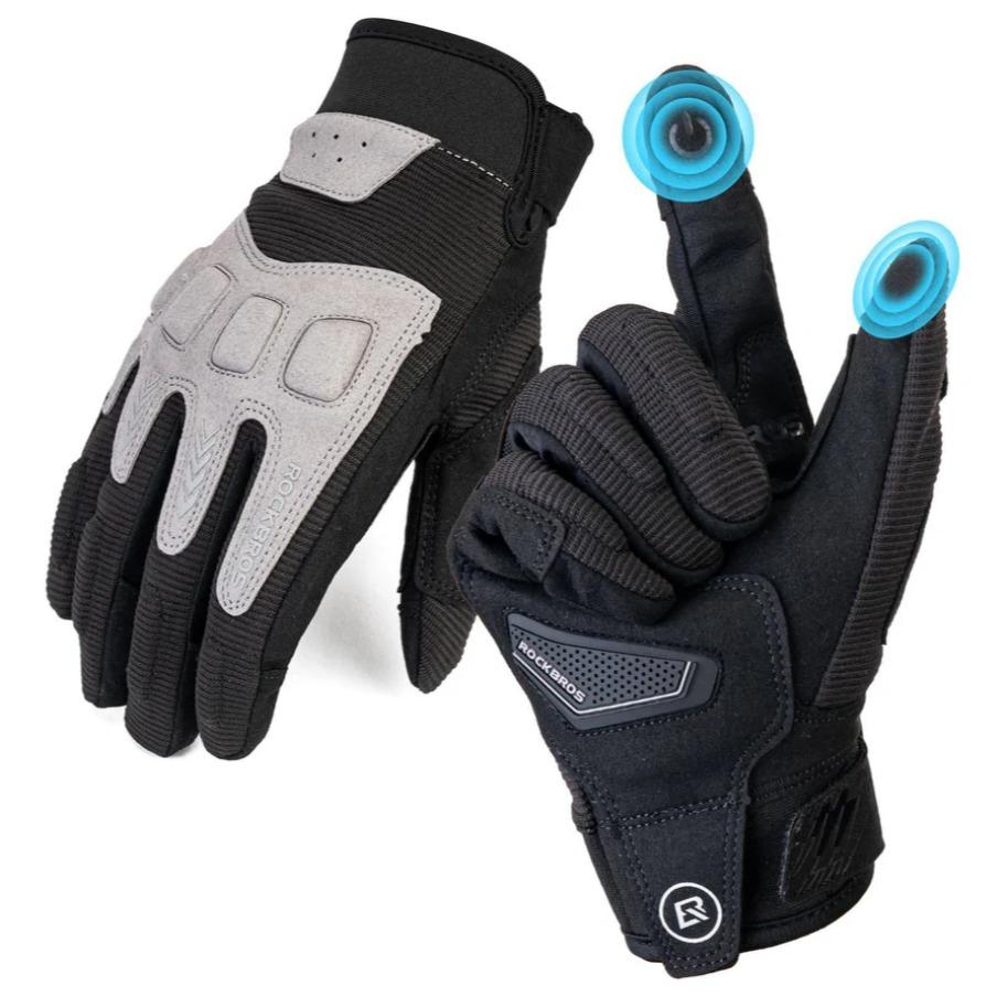 ROCKBROS guantes de ciclismo térmicos de dedos largos guantes MTB unisex hombre protección 3D contra impactos antideslizante con agarre compatibles con pantalla táctil ultraligeros transpirables para ciclismo correr senderismo esquí