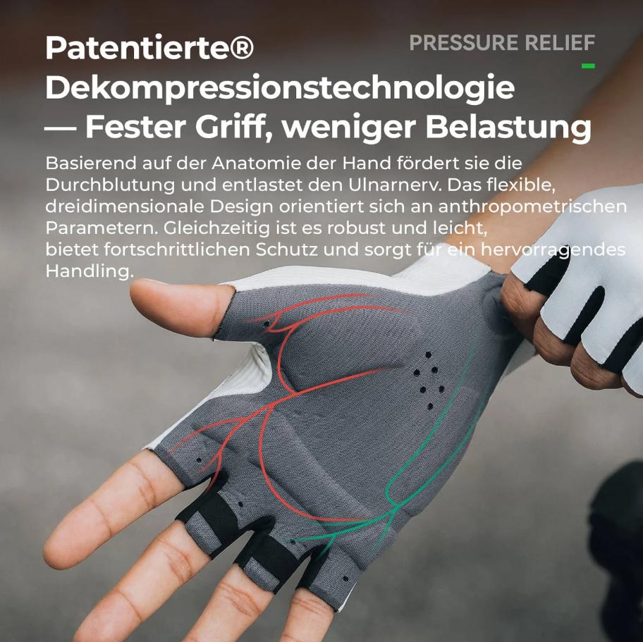 Guantes de Ciclismo de Medio Dedo Elásticos Interface - Cojín de Espuma de Alta Densidad Italiana, Diseño 3D Ergonómico, Ventilación Integral, Palma Antideslizante, Tiras de Liberación Rápida & Cobertura Extendida del Muñec