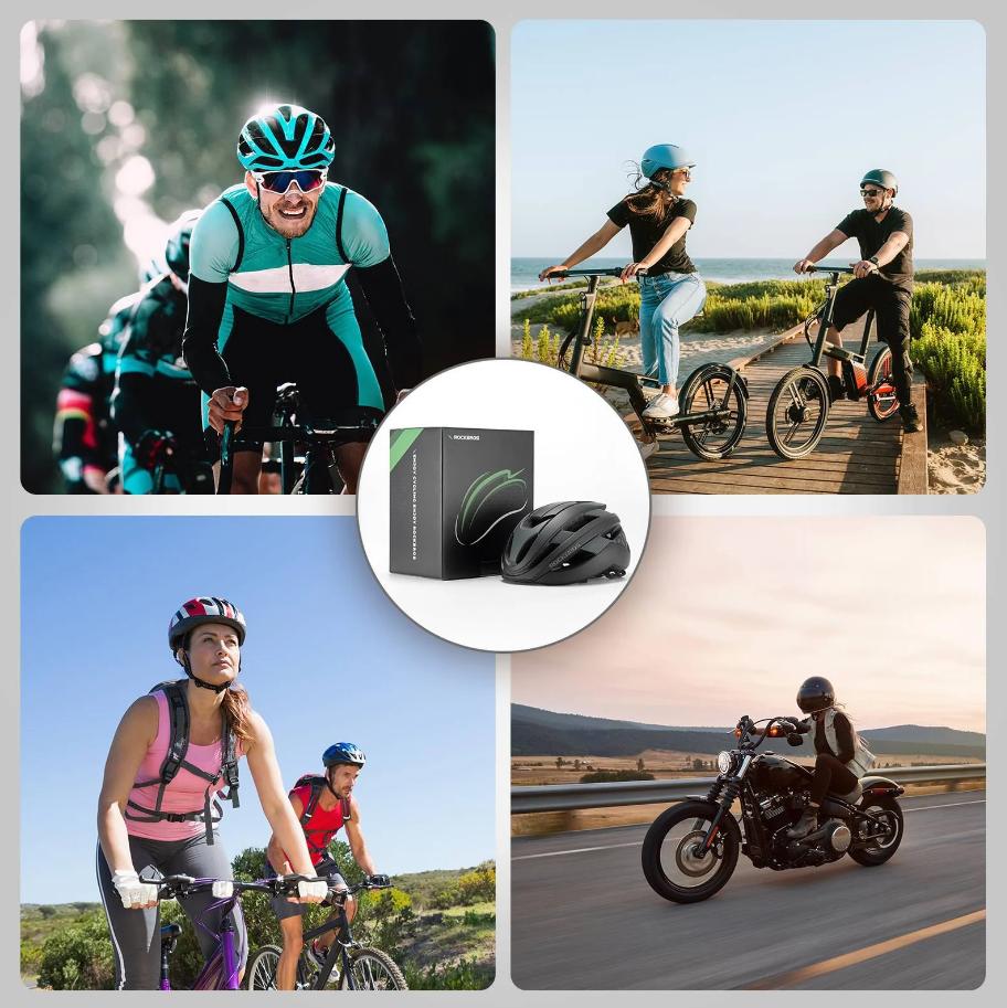 ROCKBROS Casco de bicicleta certificado CE para ciclismo deportivo y MTB, casco protector transpirable, material PC+EPS resistente a impactos, ventilado y ajustable con flexibilidad, talla 54–58 cm