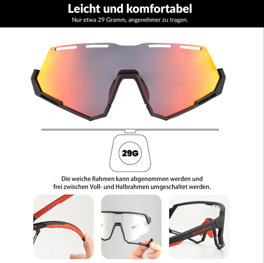 ROCKBROS Gafas Ciclismo 2 en 1 Gafas Deportivas Polarizadas & Fotocromáticas