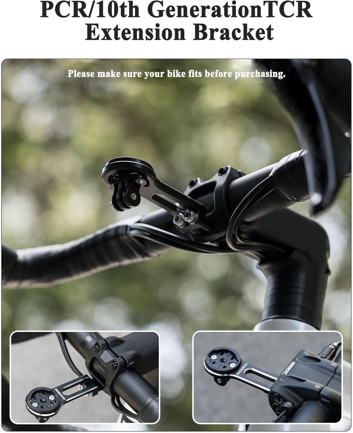 Soporte de computadora de bicicleta ROCKBROS compatible con Garmin, Bryton, Wahoo y iGPSPORT; soporte de manivela GPS para Giant TCR/10 (solo), con adaptadores; soporte frontal tipo out-front para cámaras