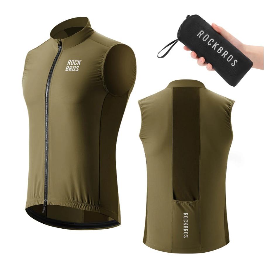 ROCKBROS chaleco de ciclismo sin mangas cortavientos y transpirable, plegable con bolsillo trasero y elementos reflectantes para la máxima libertad de movimiento