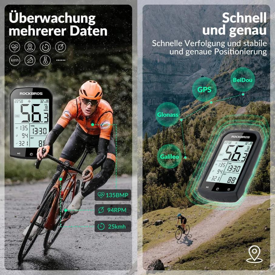 ROCKBROS computadora de bicicleta GPS – IPX6 resistente al agua, pantalla de 2,9 inch, multifuncional con puerto de carga rápida ANT+, batería de 1200 mAh para 35 horas de autonomía, perfecta para bicicleta de carretera y MTB #ComputadoraDeBicicleta #Gadg
