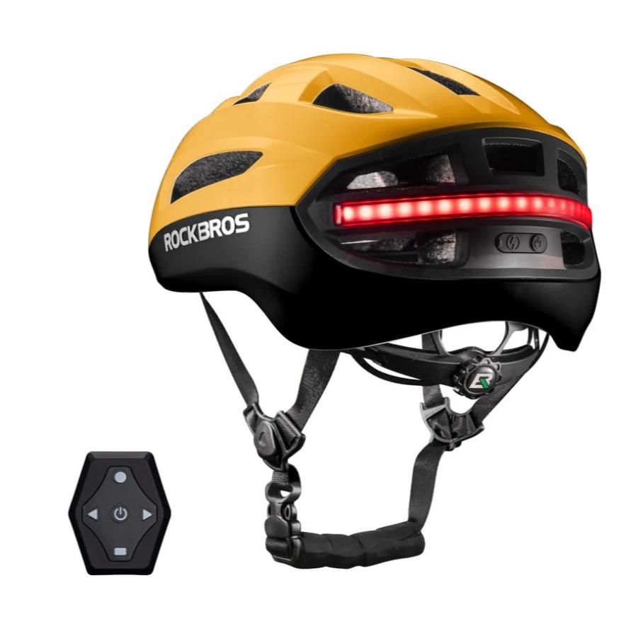 Casco de bicicleta ROCKBROS con luz trasera LED y control remoto – casco para MTB, bicicleta de carretera y e‑bike para mujeres y hombres, casco de seguridad