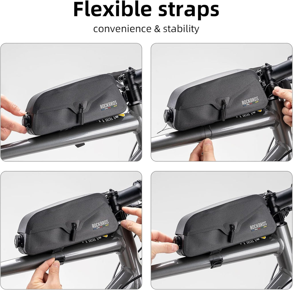ROCKBROS ROAD TO SKY Bolsa de Alforja Superior Magnética 100% Impermeable con Diseño de Tapa Plegable Magnética 600D Poliéster Revestimiento TPU 0.6L & 0.9L Capacidad para Ciclismo-Ciclismo Protección de Marco de Bicicleta & Estable