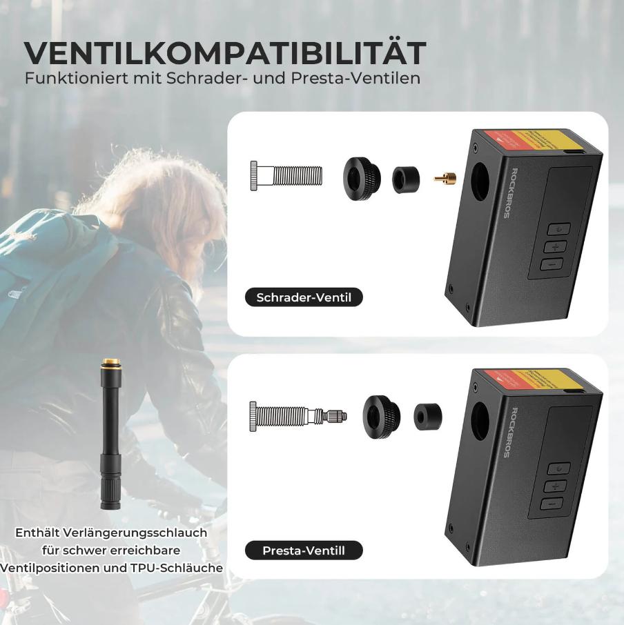 ROCKBROS MINI bomba de bicicleta eléctrica AS240 Pro 420mAh batería compatibilidad universal con válvulas pantalla LED kit completo ultraligero 132g para bicicleta de carretera mountain bike bicicleta eléctrica city bike