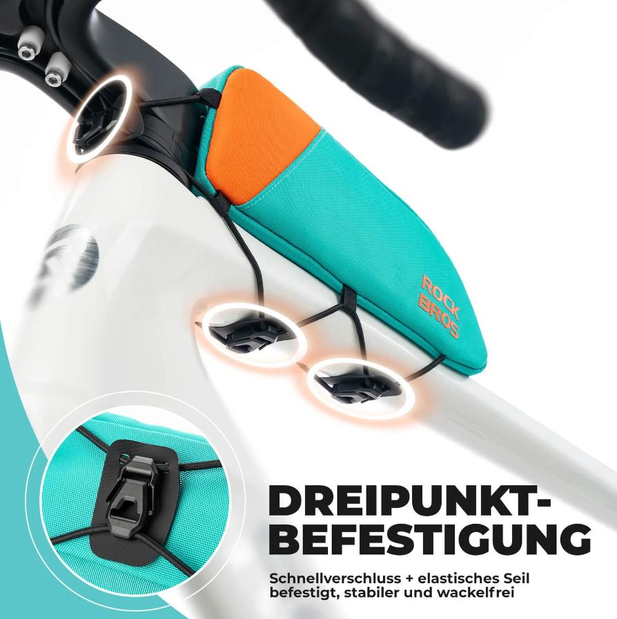 ROCKBROS Bolsa de Tubo Superior de Bicicleta Cierre de Lazo Rápido y Fijación de Cuerda Elástica 0.8L