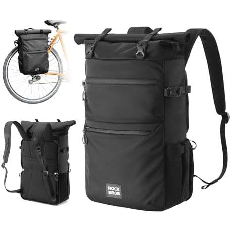 ROCKBROS Bolsa de Bicicleta 3 en 1 para Portaequipajes 11-16L de Capacidad, Bolsa de Ciclismo Multifuncional como Bolsa de Portaequipajes para Bicicleta, Mochila, Bolso Bandolera con Compartimento para Portátil Negro