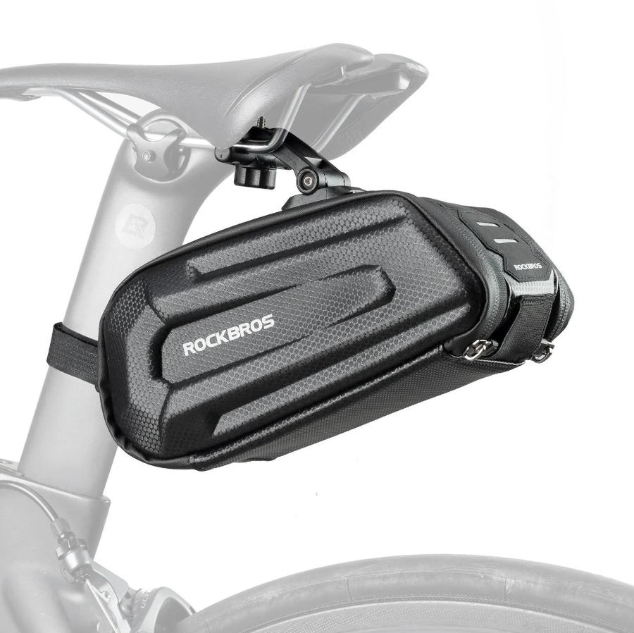 ROCKBROS Bolsa de Bicicleta 3D Carcasa Rígida 1,8L con Cierre Rápido & Paneles Reflectantes Impermeable & Seguridad Nocturna de Material PU de Alta Calidad