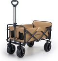 ROCKBROS Qunature carro plegable con capacidad de carga de 150 kg, capacidad de 150 L, carro de compras multiusos resistente para playa, compras, picnic, negro/marrón