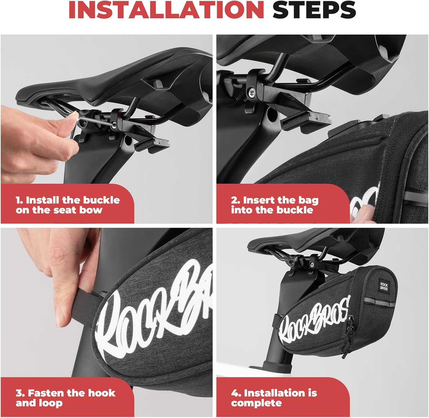 ROCKBROS Bolsa de Bicicleta Bolsa de Sillín Portátil para Bicicleta de Carretera Montaña Grava y Plegable Accesorios de Bicicleta para Sillín