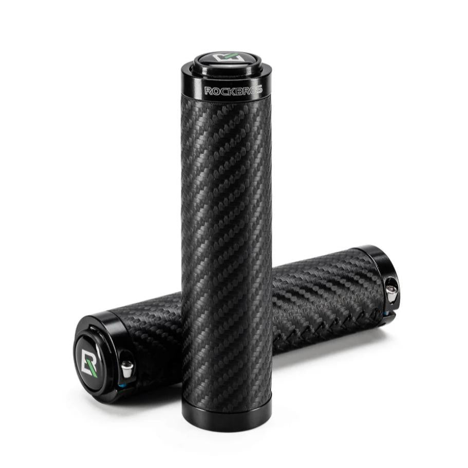 ROCKBROS-manillar con patrón de carbono, mangos antideslizantes de 22,2mm, estructura de cuero PU y Aluminium-Sicherungsring resistente al agua y al polvo, alimentación de alta resistencia, retención libre de fatiga