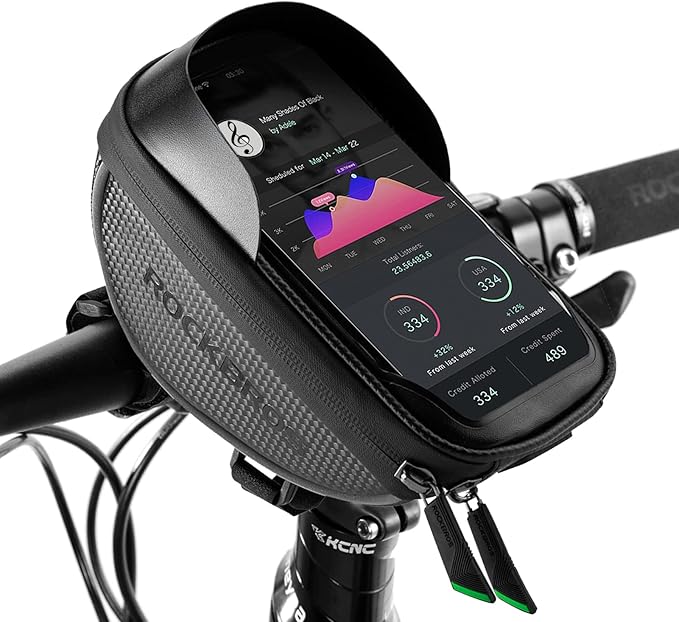 ROCKBROS bolsa de manillar para bicicleta, impermeable, soporte para smartphone compatible con teléfonos de hasta 6,5 inch, pantalla táctil sensible