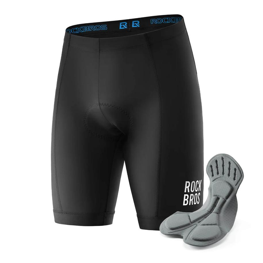 ROCKBROS Pantalones Cortos de Ciclismo con Acolchado para Hombre - Corte 3D y Tela Ultraelástica - Logo Reflectante - Máxima Comodidad y Seguridad en Bicicleta deporte shorts
