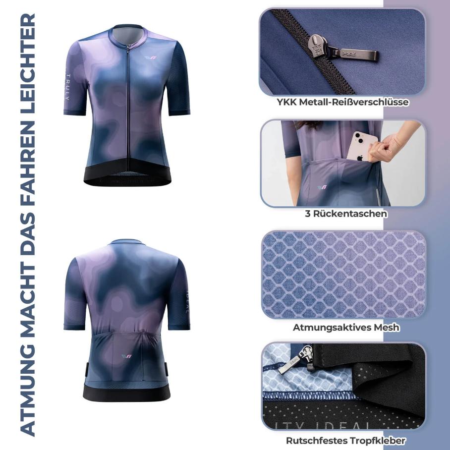 ROCKBROS TVI Camiseta Ciclismo Mujer Manga Corta Verano Secado Rápido con 3 Bolsillos
