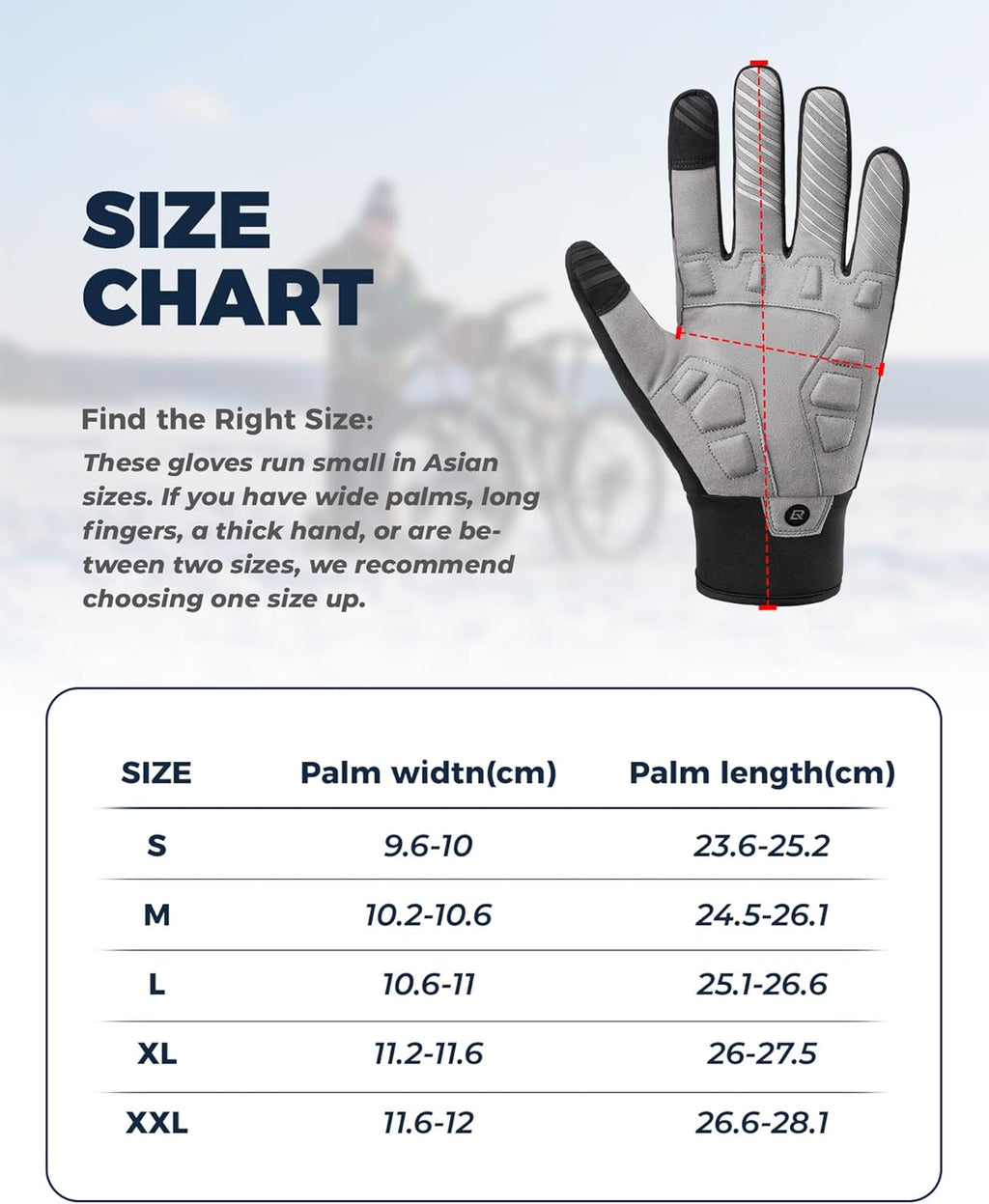 ROCKBROS Guantes de bicicleta para mujer y hombre, invierno, guantes cálidos con Thinsulate compatibles con pantalla táctil, guantes deportivos para ciclismo, MTB, escalada, correr y actividades al aire libre