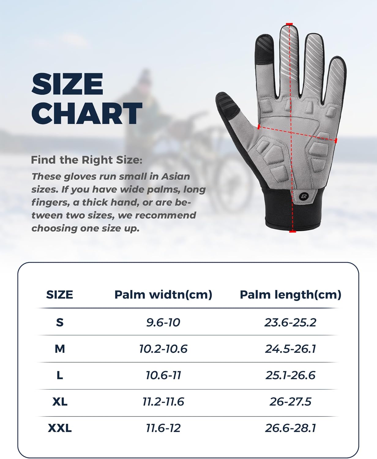 ROCKBROS Guantes de bicicleta para mujer y hombre, invierno, guantes cálidos con Thinsulate compatibles con pantalla táctil, guantes deportivos para ciclismo, MTB, escalada, correr y actividades al aire libre