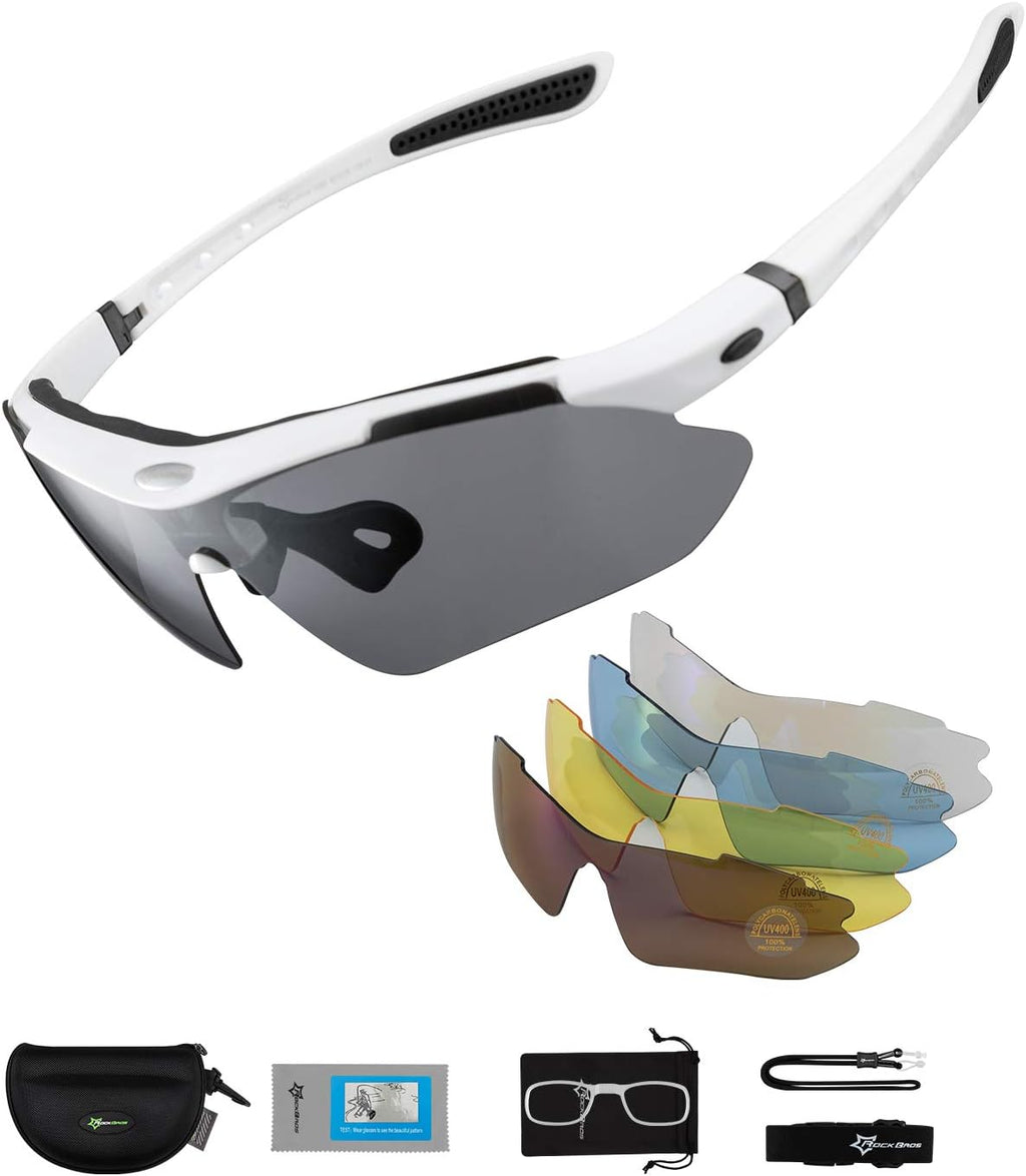 Gafas de ciclismo ROCKBROS polarizadas con 5 lentes intercambiables para mujer y hombre, gafas deportivas para bicicleta, aptas para deportes al aire libre como ciclismo, correr y pesca; gafas de ciclismo estilo ciervo