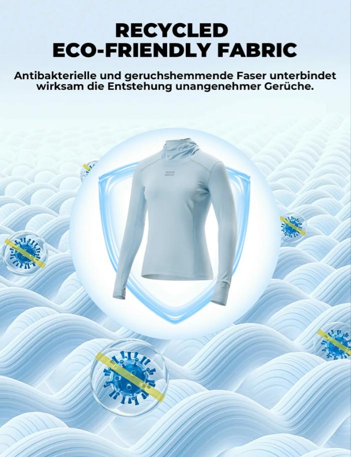 ROCKBROS camiseta de ciclismo de manga larga para mujer – antibacteriana, protección UV, reflectante con salida de pelo y ventana para reloj inteligente
