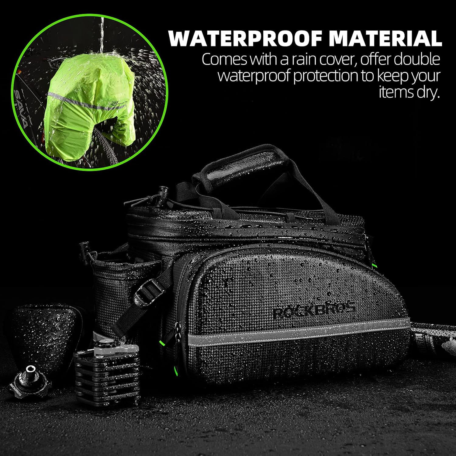 ROCKBROS Bolsa de Bicicleta para Portaequipajes 10-35L Bolsa de Almacenamiento Impermeable para Transporte