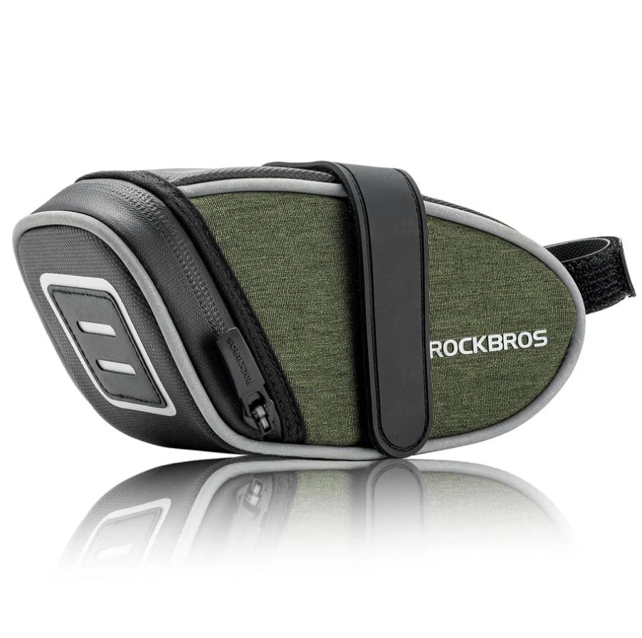ROCKBROS Bolsa de Sillín Impermeable 2024 nuevo estilo 0.45L capacidad de almacenaje con cinta de fijación y franja reflectante para bicicletas de carretera