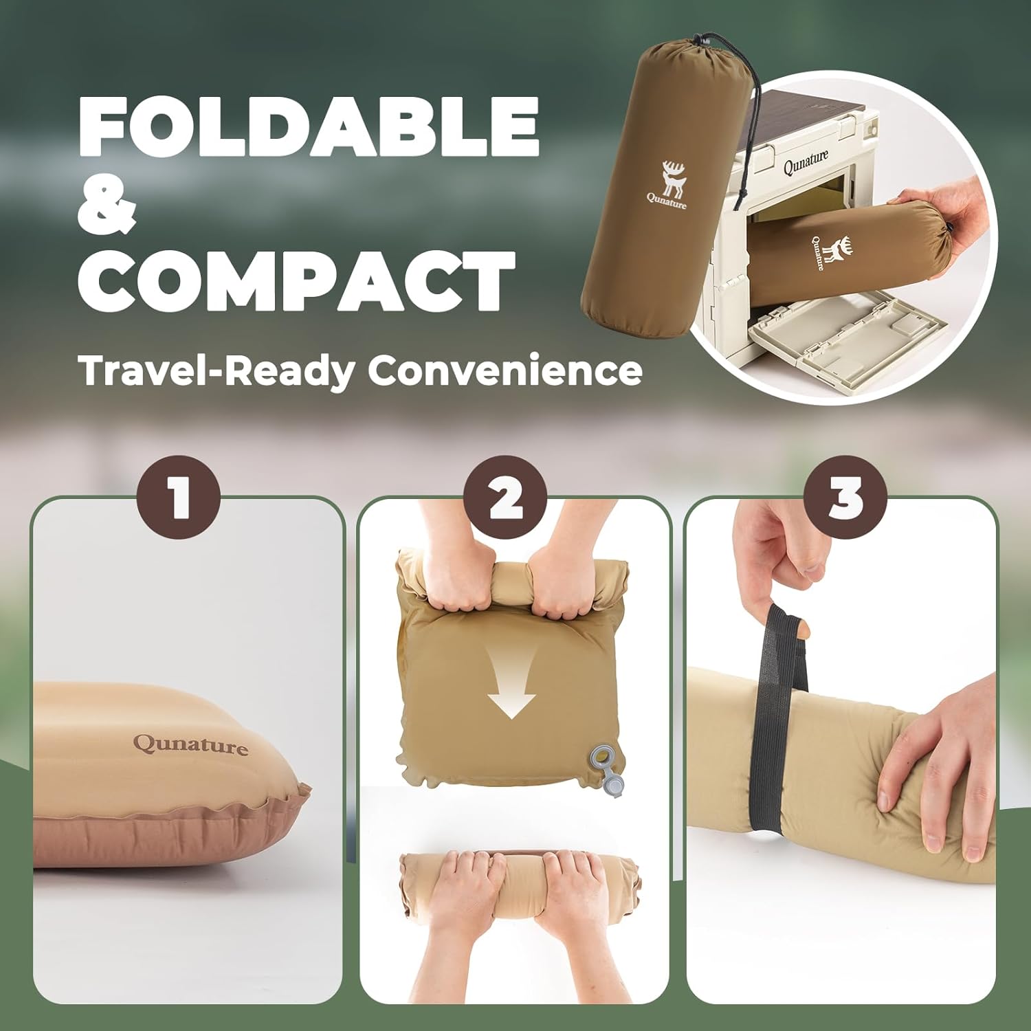 ROCKBROS almohada de camping, almohada cervical, relleno de espuma 3D de alta resiliencia, diseño ergonómico, portátil para camping, viaje, al aire libre, compacta, ligera y fácil de transportar