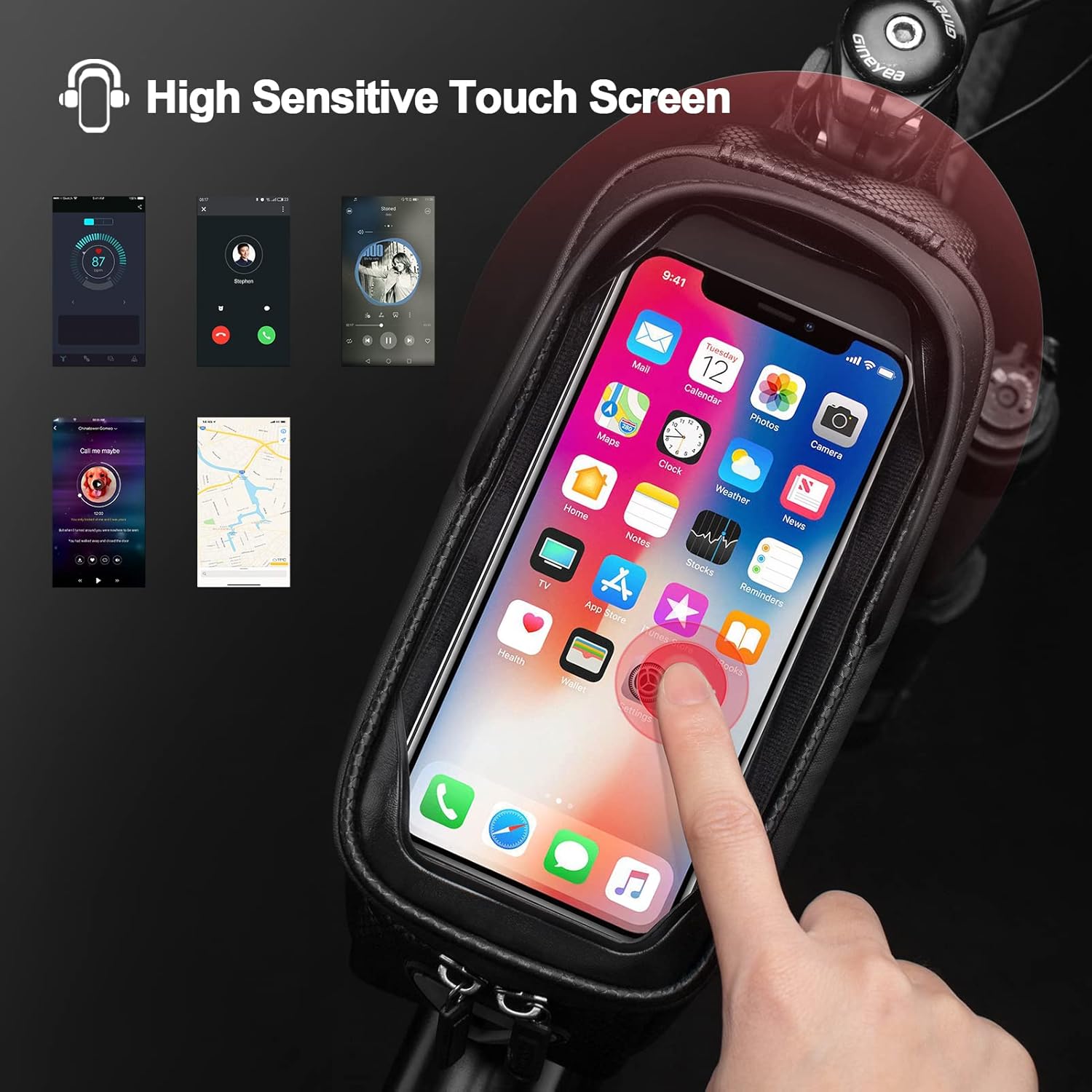 ROCKBROS Bolsa de bicicleta impermeable con pantalla táctil TPU, 1,7 l y 1,3 l, resistente al desgaste, reflectante, gran capacidad, adecuada para teléfonos móviles de hasta 6,8 inch, carcasa rígida de EVA 3D, con protección contra la lluvia