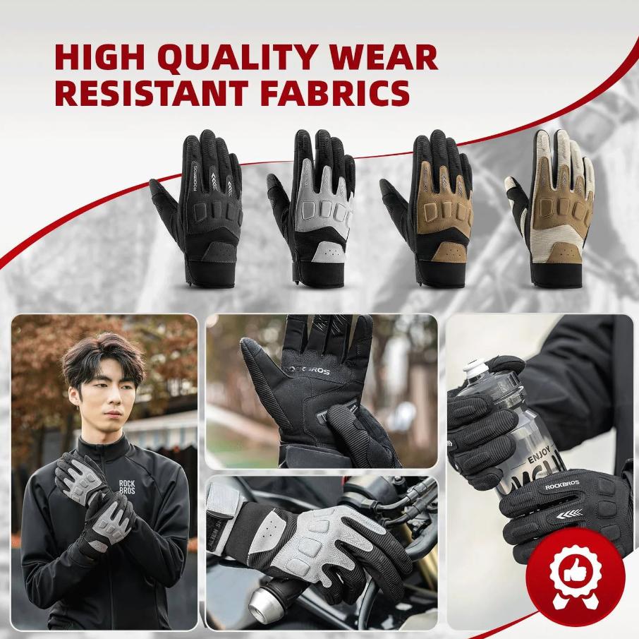 ROCKBROS guantes de ciclismo térmicos de dedos largos guantes MTB unisex hombre protección 3D contra impactos antideslizante con agarre compatibles con pantalla táctil ultraligeros transpirables para ciclismo correr senderismo esquí