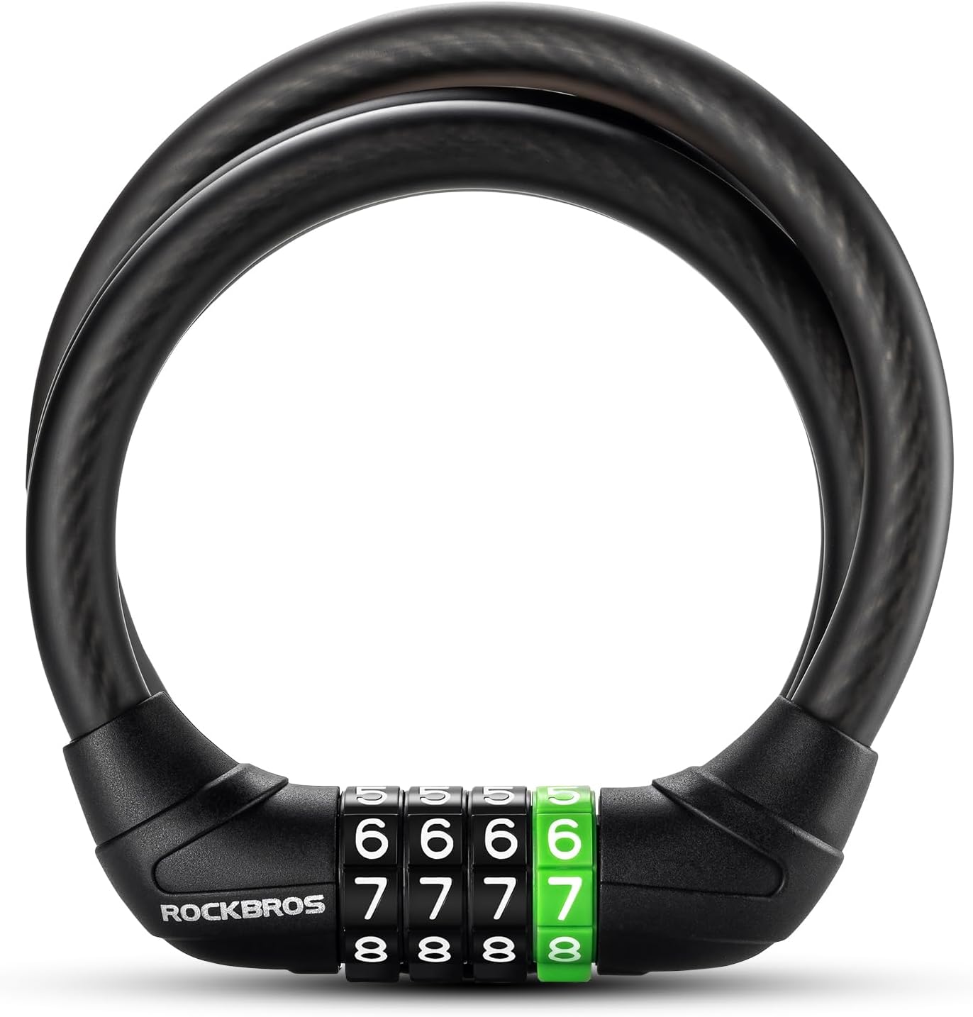 Cierro de bicicleta ROCKBROS, cierre combinado con cable y 4 códigos combinatorios, cable de acero inoxidable para bicicleta de carretera, patinete eléctrico (E‑bike), gravel y motocicleta