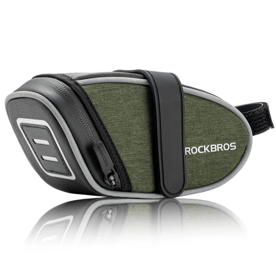 ROCKBROS Bolsa de Sillín Impermeable 2024 nuevo estilo 0.45L capacidad de almacenaje con cinta de fijación y franja reflectante para bicicletas de carretera