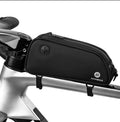 ROCKBROS Bolsa de Bicicleta Marco Bolsa 1.3L MTB Manillar Bolsa Superior Negro con 3 Correas Elásticas & Materiales Reflectantes para Seguridad en Conducción Nocturna Agujeros perforados para sacar el cable del auricular