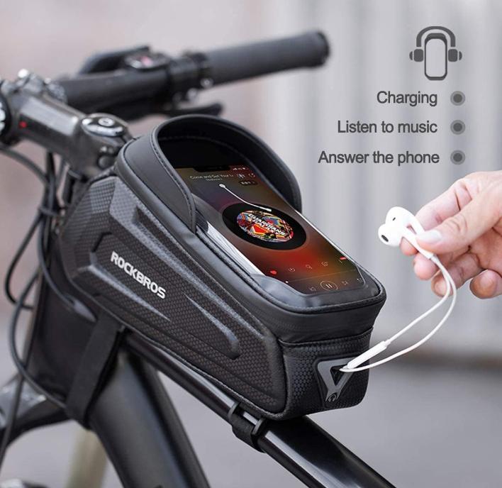 ROCKBROS Bolsa de bicicleta impermeable con pantalla táctil TPU, 1,7 l y 1,3 l, resistente al desgaste, reflectante, gran capacidad, adecuada para teléfonos móviles de hasta 6,8 inch, carcasa rígida de EVA 3D, con protección contra la lluvia