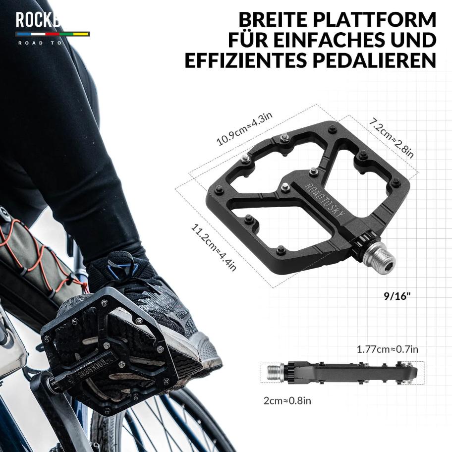 ROCKBROS ROAD TO SKY Pedal de bicicleta 9/16 inch CNC aleación de aluminio Antideslizante Sellado 13.6*11*0.8cm Agarre cómodo para bicicleta de montaña y bicicleta eléctrica