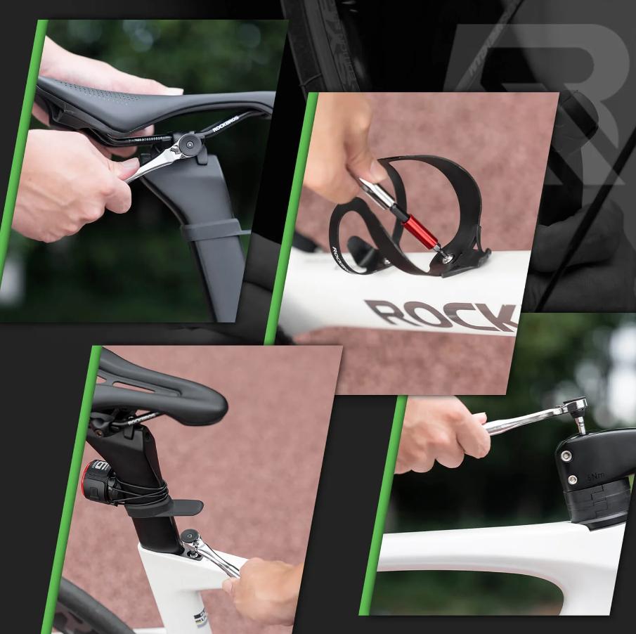 ROCKBROS set de herramientas magnético para bicicleta con llave de vaso y cambio rápido de puntas, para transporte y reparaciones seguros