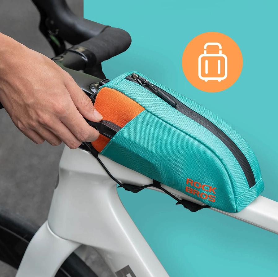 ROCKBROS Bolsa de Tubo Superior de Bicicleta Cierre de Lazo Rápido y Fijación de Cuerda Elástica 0.8L