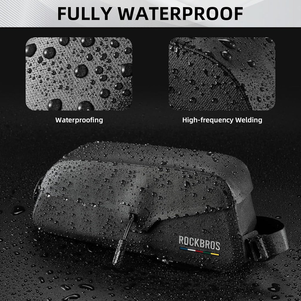ROCKBROS ROAD TO SKY Bolsa de Alforja Superior Magnética 100% Impermeable con Diseño de Tapa Plegable Magnética 600D Poliéster Revestimiento TPU 0.6L & 0.9L Capacidad para Ciclismo-Ciclismo Protección de Marco de Bicicleta & Estable