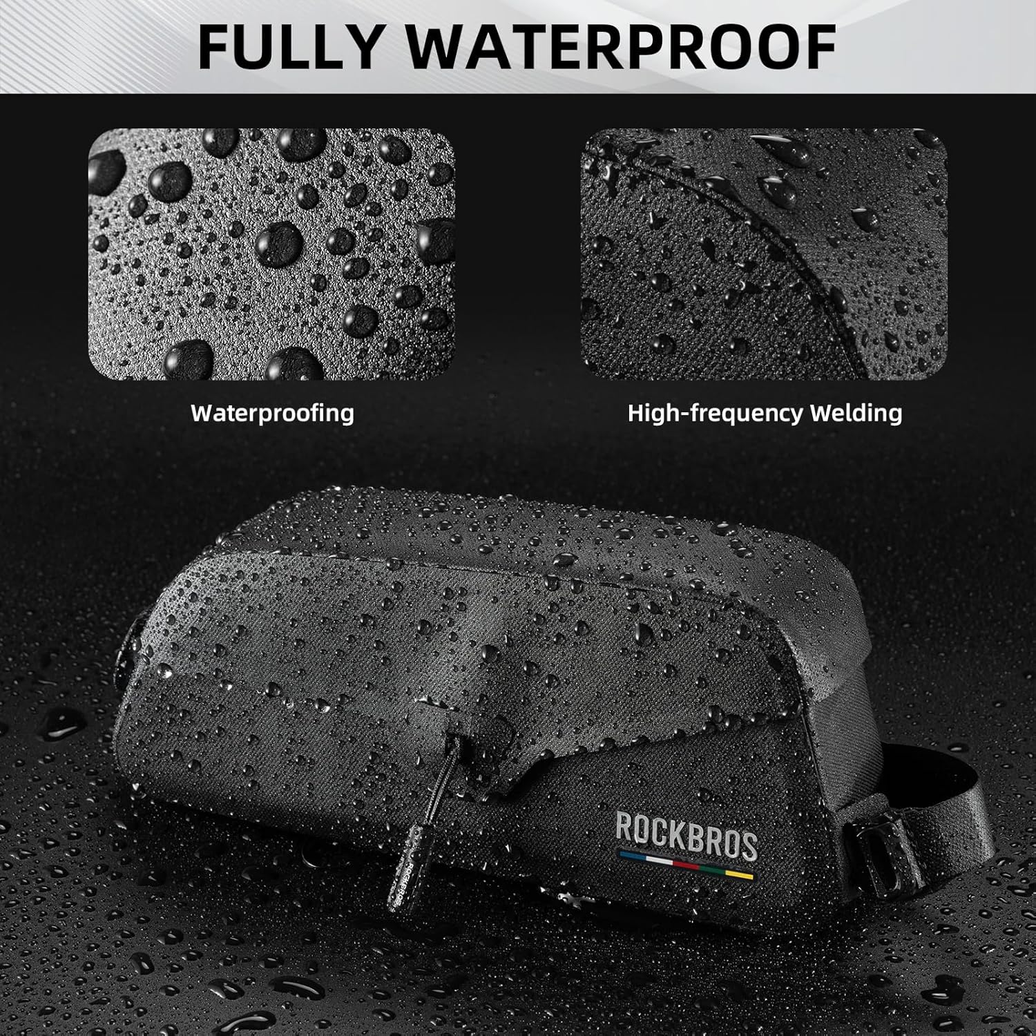 ROCKBROS ROAD TO SKY Bolsa de Alforja Superior Magnética 100% Impermeable con Diseño de Tapa Plegable Magnética 600D Poliéster Revestimiento TPU 0.6L & 0.9L Capacidad para Ciclismo-Ciclismo Protección de Marco de Bicicleta & Estable