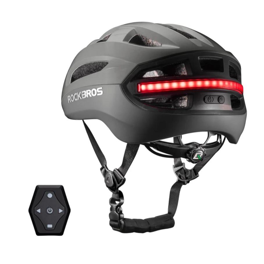 Casco de bicicleta ROCKBROS con luz trasera LED y control remoto – casco para MTB, bicicleta de carretera y e‑bike para mujeres y hombres, casco de seguridad
